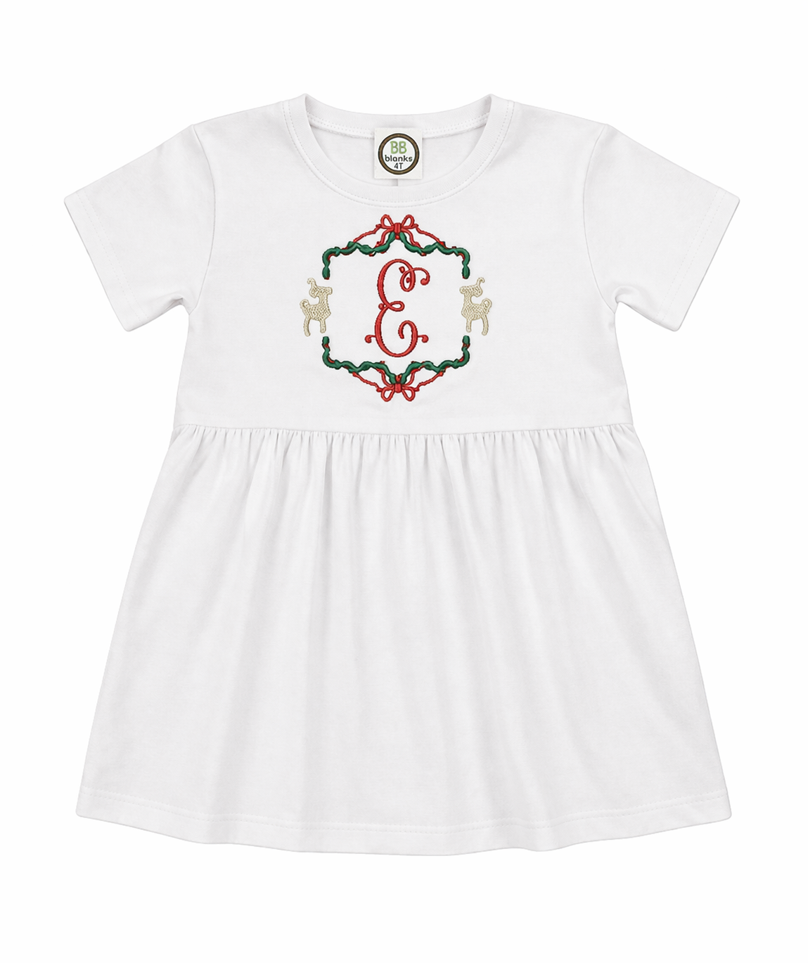 Girls Holiday Monogram Dress – Classic Embroidered Initial