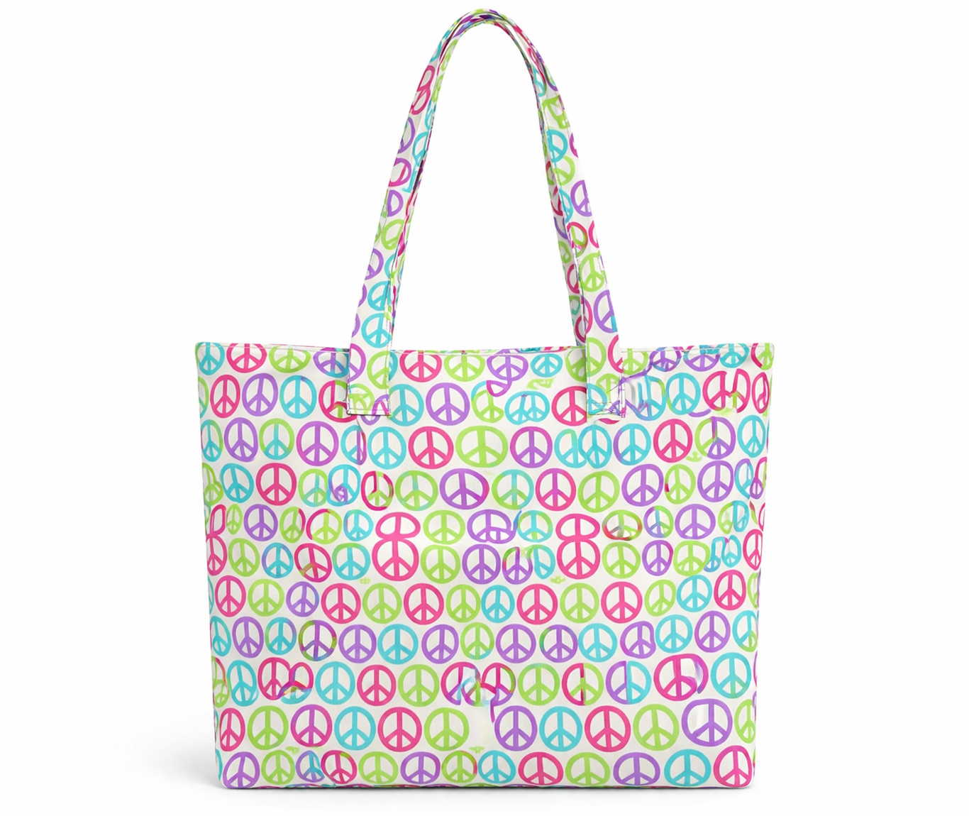 Peace Sign Canvas Tote – Multicolor Everyday Bag (Personalized)