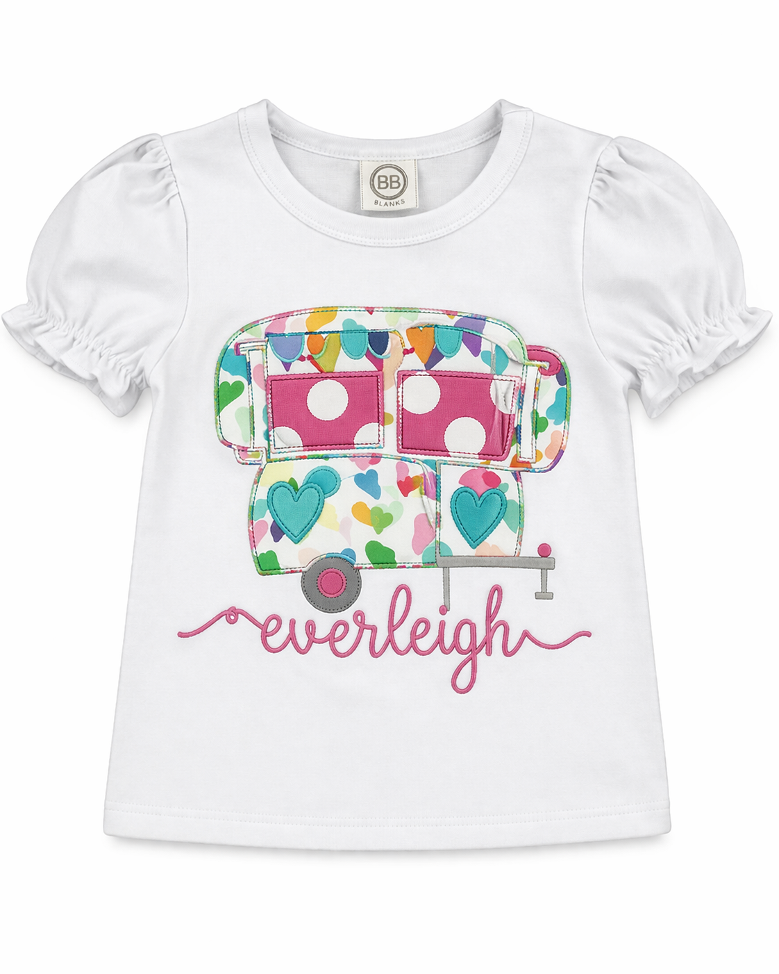 Girls Camper Appliqué Name Tee – Personalized Boutique Shirt