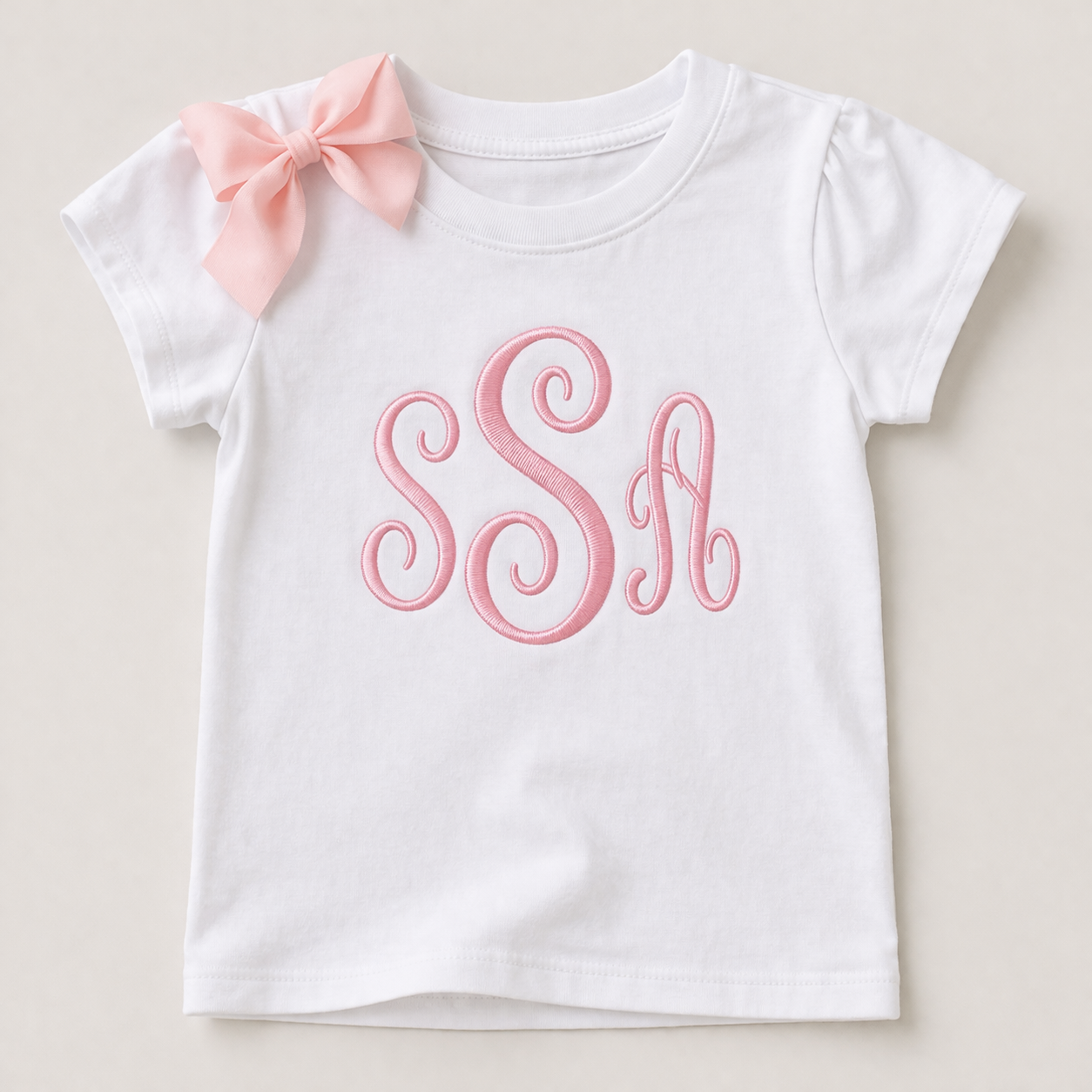 Personalized Girls Monogram Shirt – Custom Embroidered Initials Tee