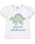 Baby Boy Dinosaur Appliqué Name Shirt – Personalized Dino Tee
