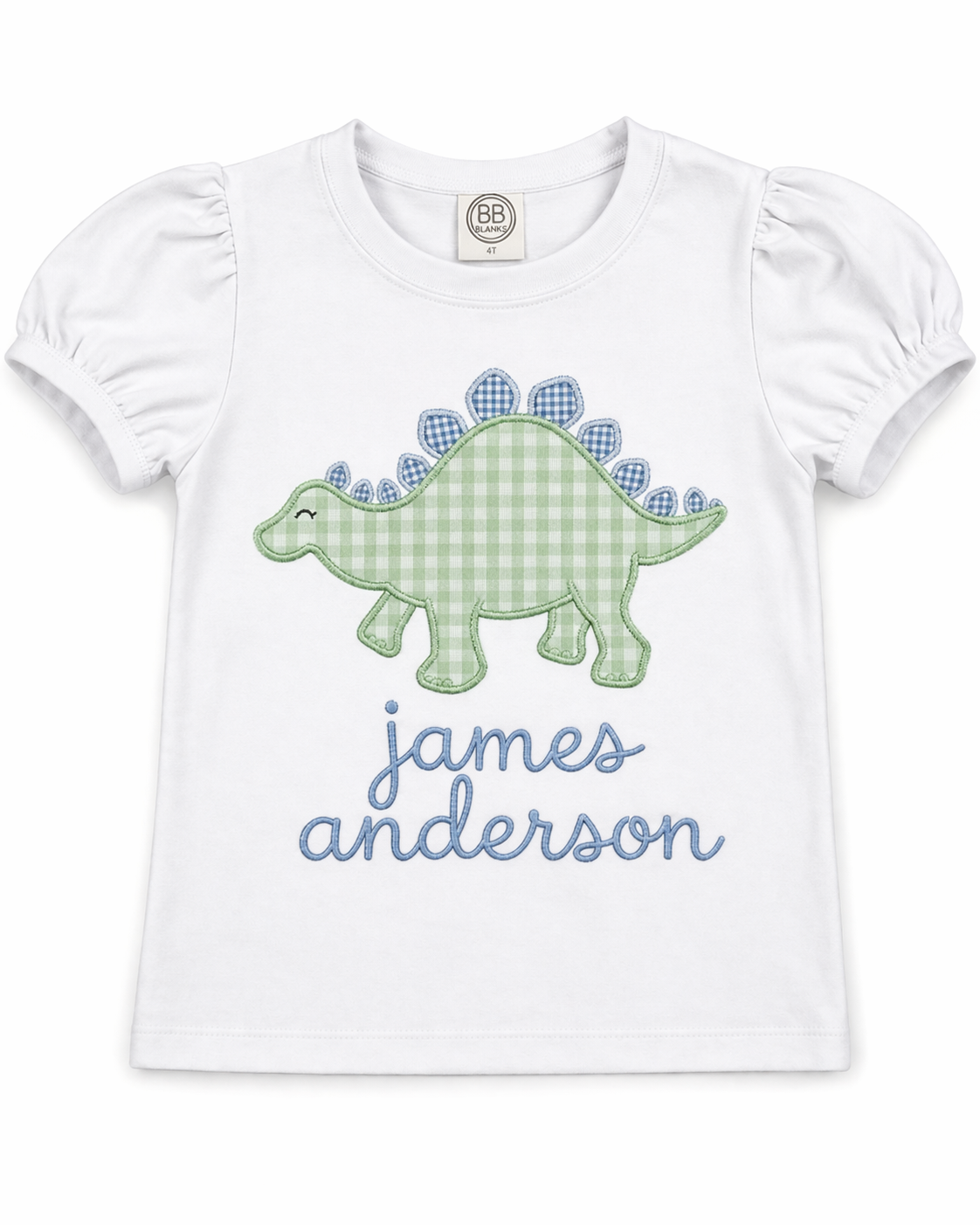 Baby Boy Dinosaur Appliqué Name Shirt – Personalized Dino Tee