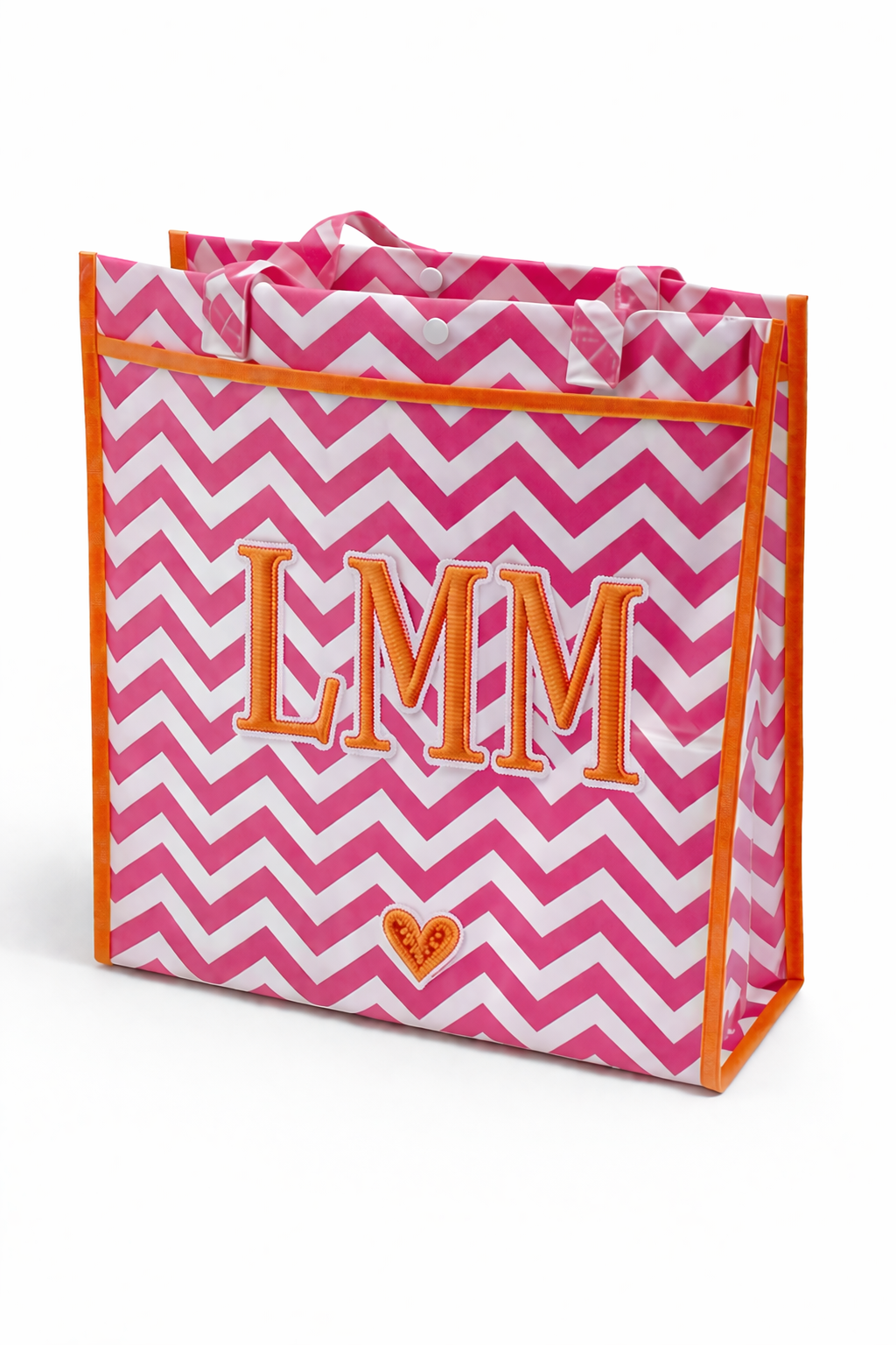 Main Street Chevron Tote – Pink & White (Personalized)