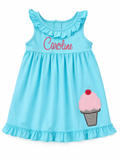 Girls Ice Cream Appliqué Dress – Personalized Name Boutique Dress