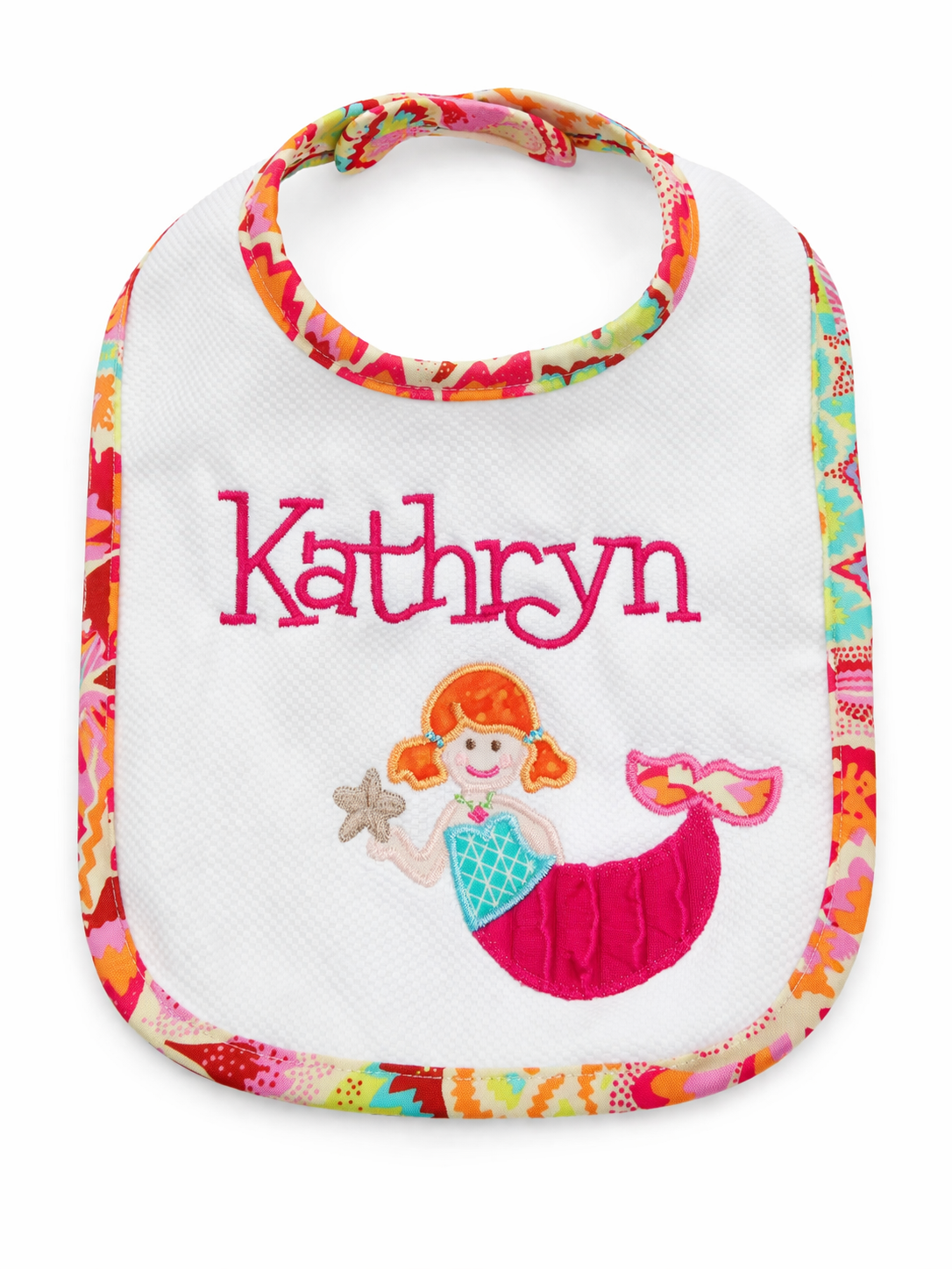 Personalized Mermaid Baby Bib – Custom Name Embroidered Bib