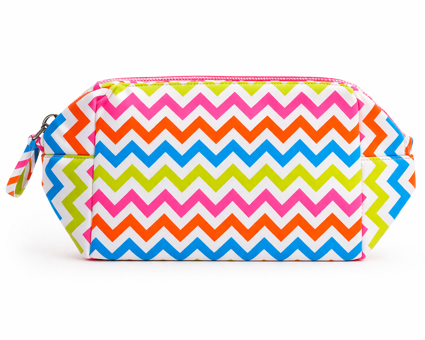 Chevron Cosmetic Zipper Pouch – Multicolor Makeup Bag (Personalized)