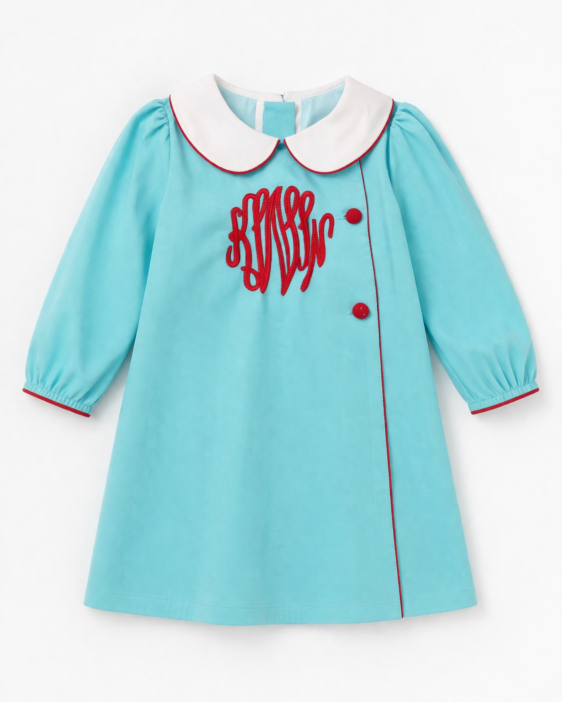 Classic Girls Peter Pan Collar Dress with Monogram