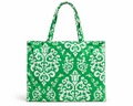 Green Damask Canvas Tote – Classic Pattern Everyday Bag (Personalized)