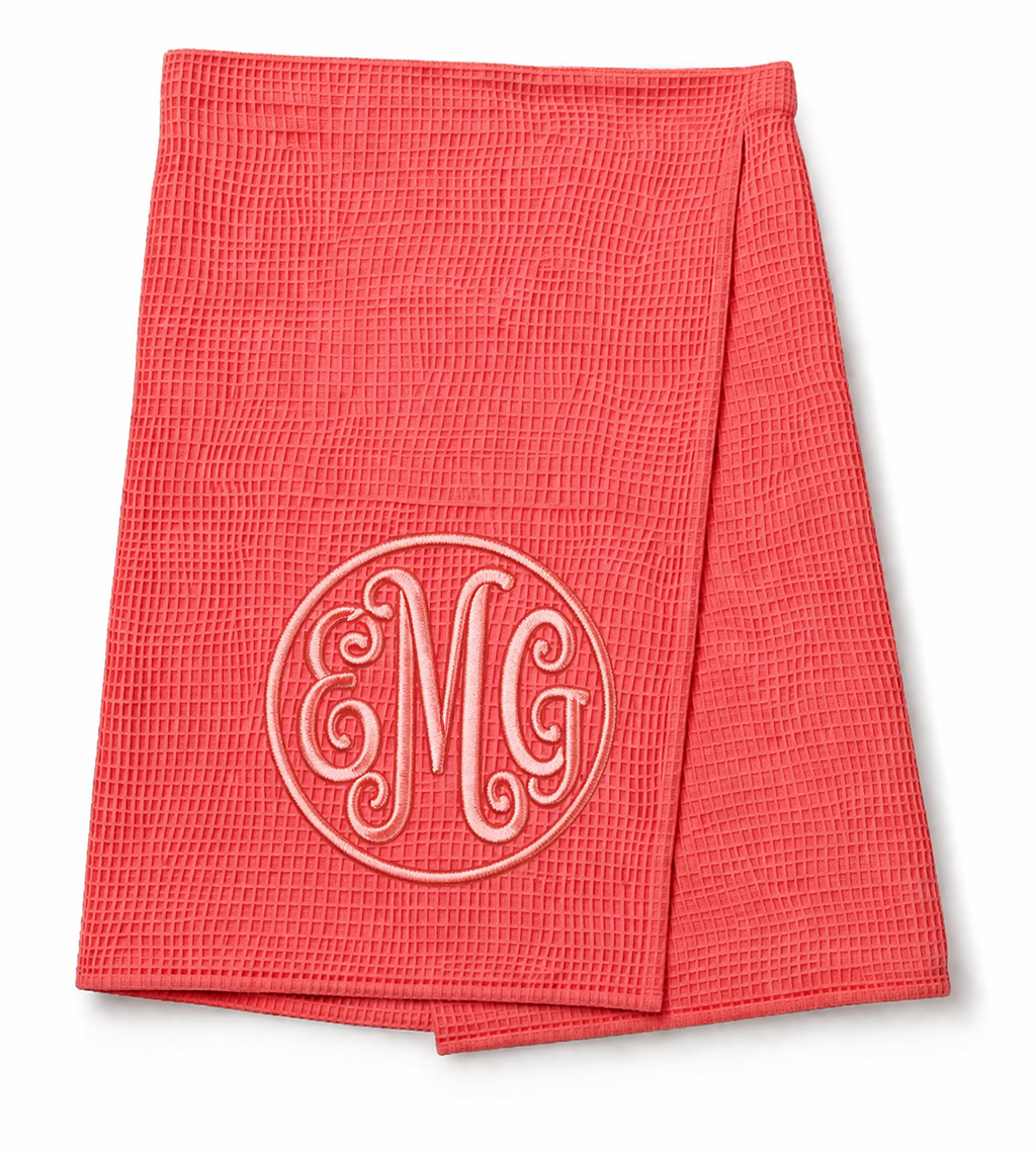 Waffle Weave Towel Wrap – Coral Spa Wrap (Personalized)