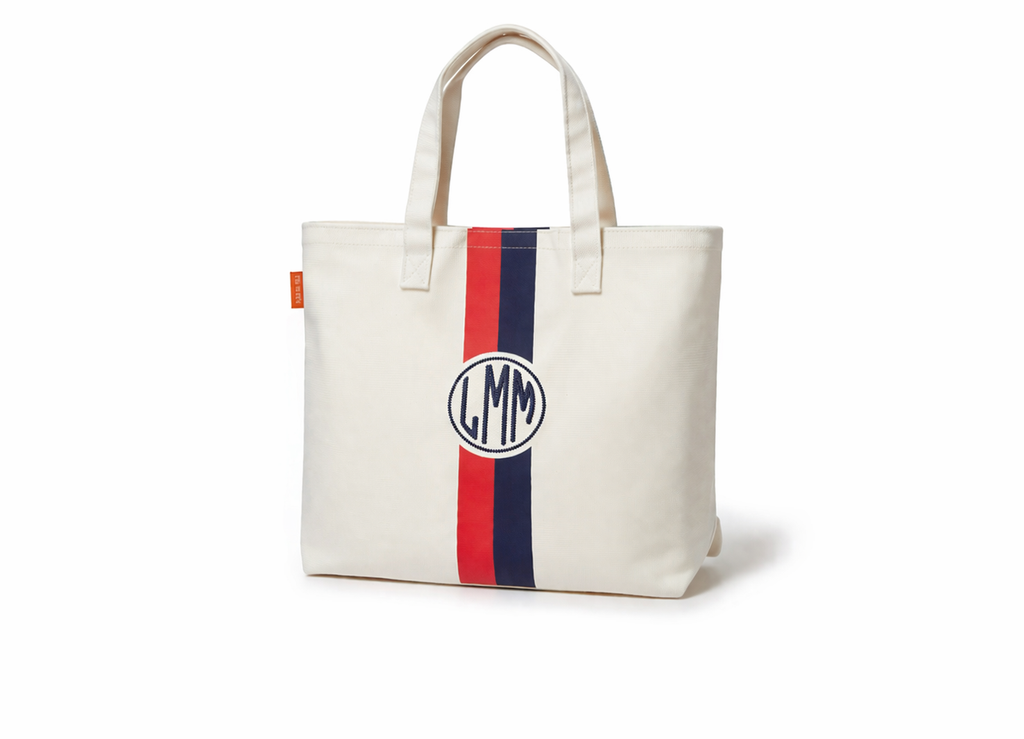 Vertical Stripe Supply Tote – Canvas (Personalized Utility Bag)