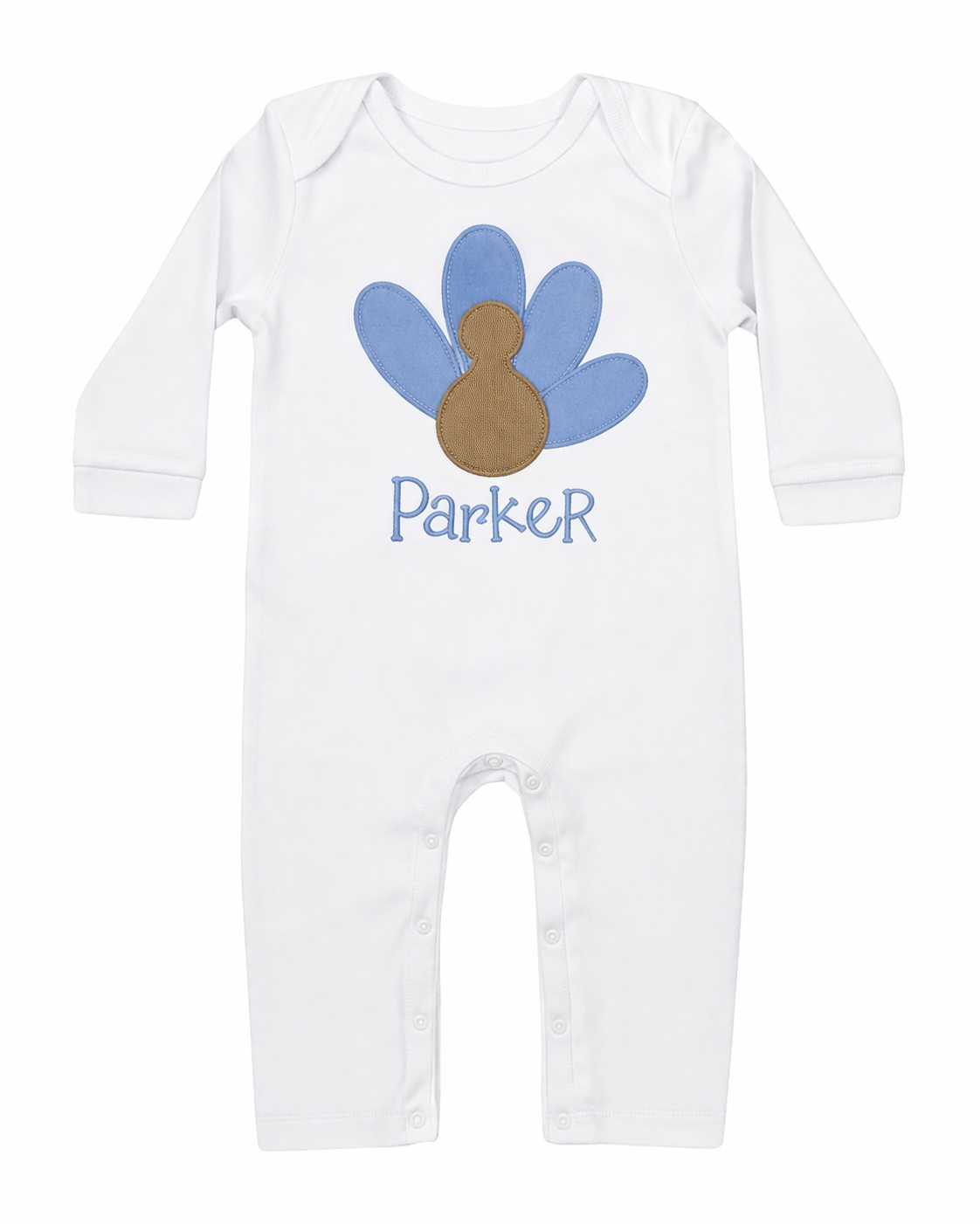 Baby Boy Name Appliqué Bubble – Blue Floral Design