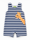 Boys Blue Stripe Giraffe Appliqué Jon Jon