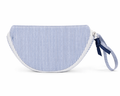 Blue Seersucker Half-Moon Cosmetic Bag – Personalized Zip Pouch
