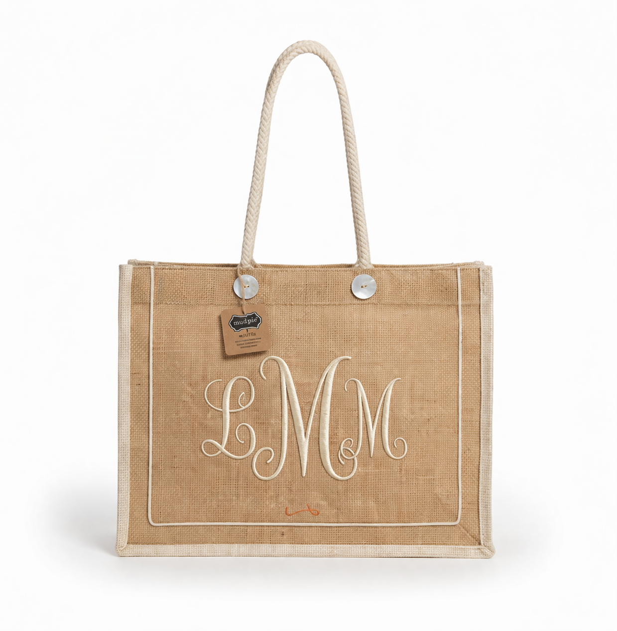 Large Jute Market Tote – Personalized Canvas Bag with Rope Handles