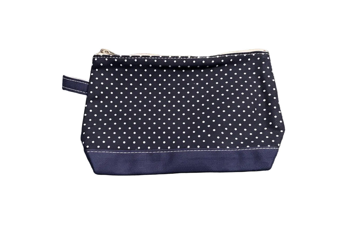 Polka Dot Canvas Cosmetic Bag – Personalized Makeup Pouch