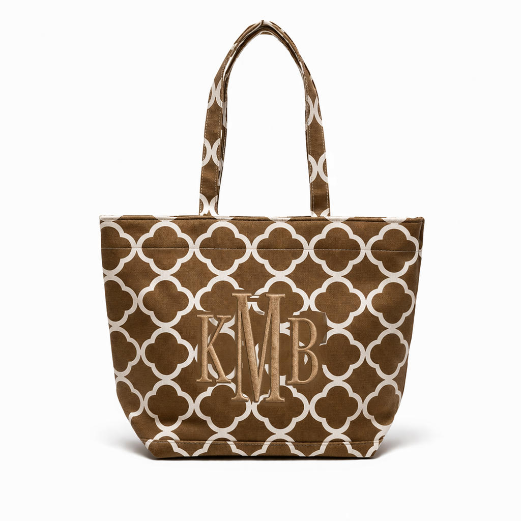 Brown Medallion Canvas Tote – Personalized Medium Bag