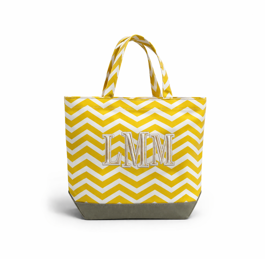 Chevron Tote – Yellow Citrus (Personalized Canvas Bag)