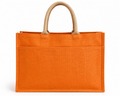 Orange Jute Tote with Natural Handles – Everyday Market Bag (Personalized)