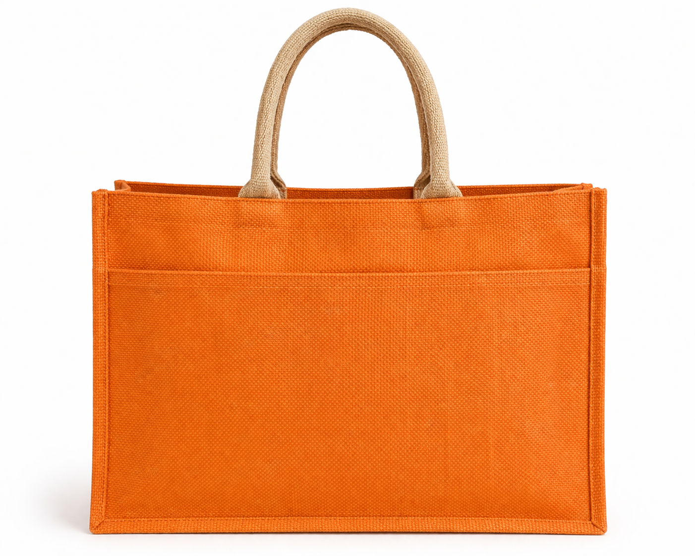 Orange Jute Tote with Natural Handles – Everyday Market Bag (Personalized)