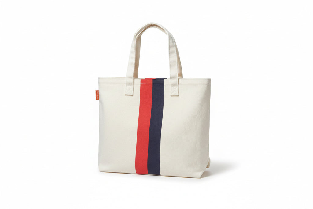 Vertical Stripe Supply Tote – Canvas (Personalized Utility Bag)