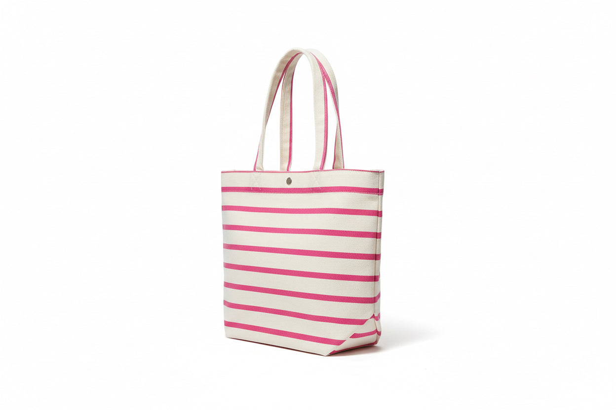 Pink Sailor Stripe Canvas Tote – Personalized Medium Bag