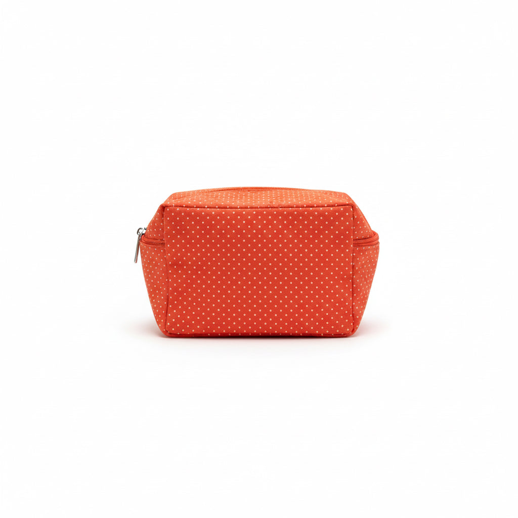 Orange Polka Dot Canvas Travel Bag – Personalized Toiletry Kit