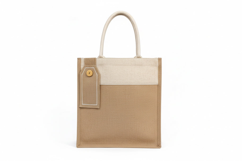 Jute Rope Handle Tote – Personalized Canvas Bag with Tag Detail