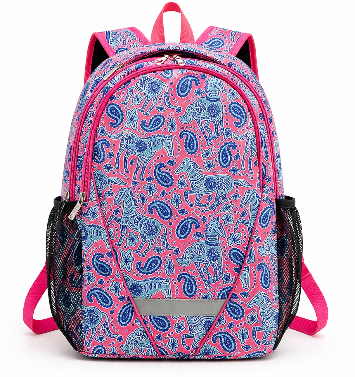 Pink Paisley Horse Backpack – Kids School Bag (Personalized)