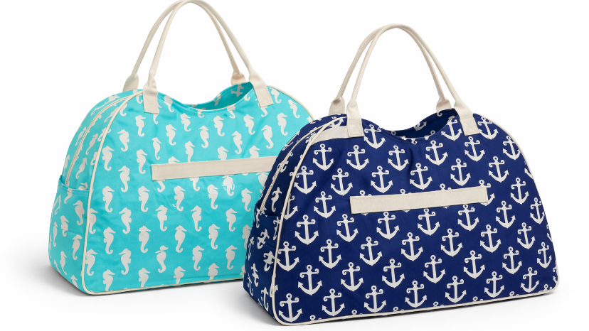 Anchor/seahorse Travel Tote – Nautical Shoulder Bag (Personalized)