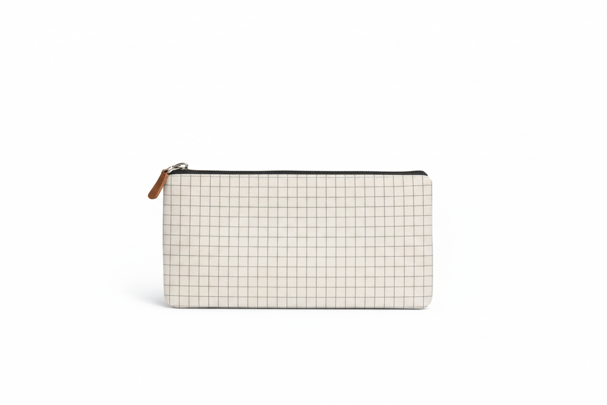 Checkered Canvas Cosmetic Bag – Personalized Zip Pouch