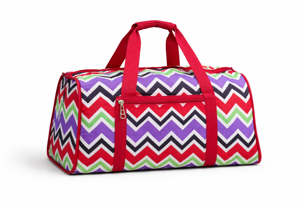 Personalized Chevron Weekender Duffle Bag – Multicolor Monogram