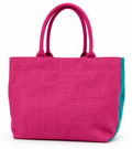 Bright Pink Jute Tote – Two-Tone Everyday Bag (Personalized)