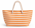 Orange Stripe Canvas Tote with Rope Handles – Coastal Beach Bag (Personalized)