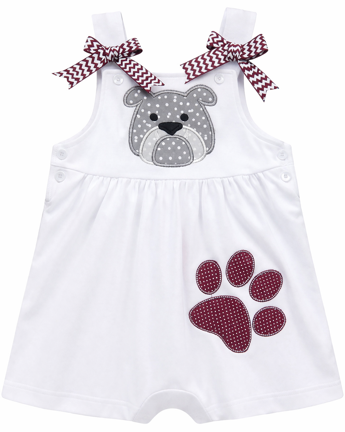 Girls Bulldog Appliqué Dress – Personalized Puppy Boutique Dress
