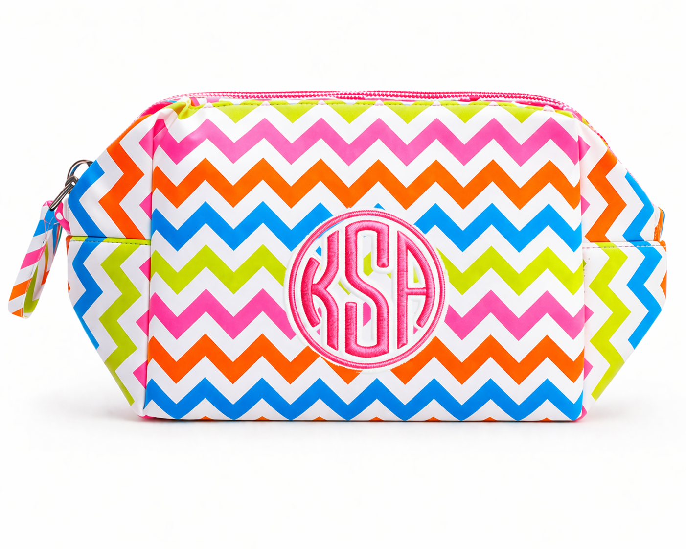 Chevron Cosmetic Zipper Pouch – Multicolor Makeup Bag (Personalized)