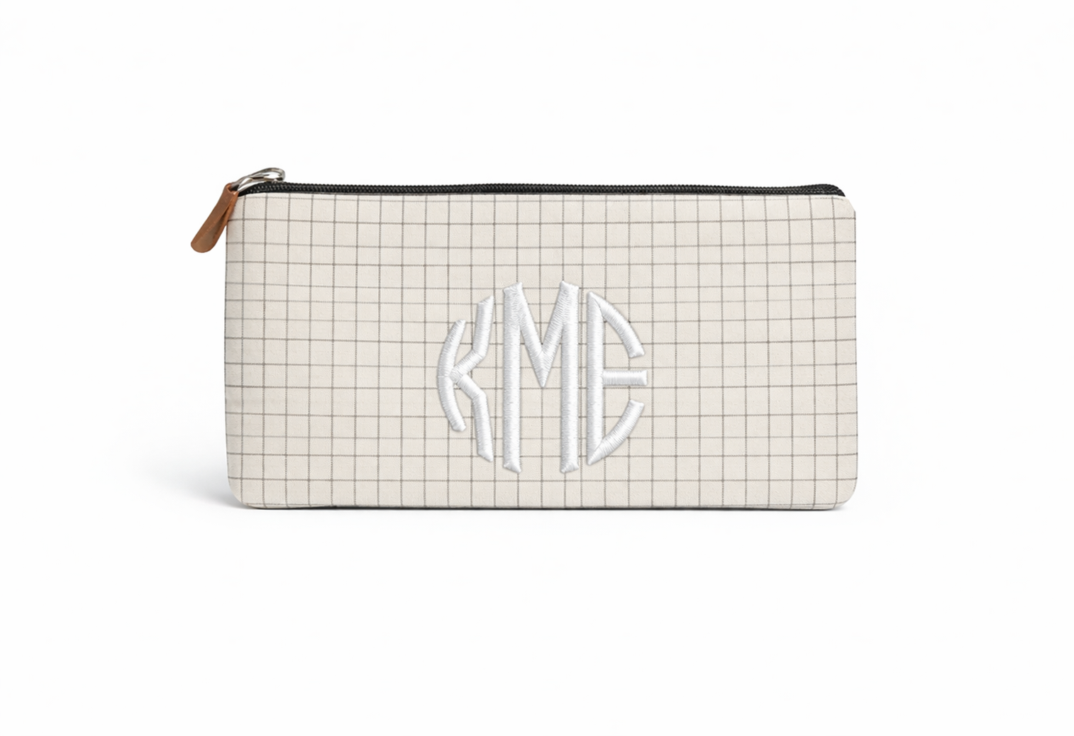 Checkered Canvas Cosmetic Bag – Personalized Zip Pouch