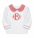 Girls Classic Monogram Shirt – Gingham Collar Boutique Top
