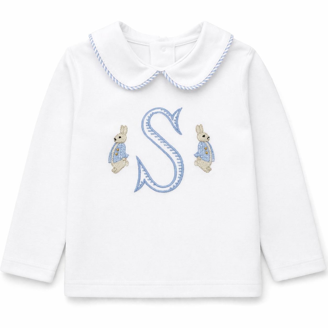 Boys Bunny Monogram Shirt – Personalized Easter Appliqué Top