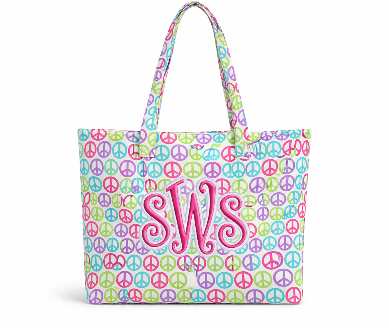 Peace Sign Canvas Tote – Multicolor Everyday Bag (Personalized)