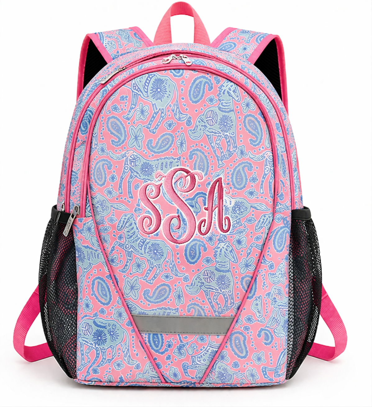 Pink Paisley Horse Backpack – Kids School Bag (Personalized)