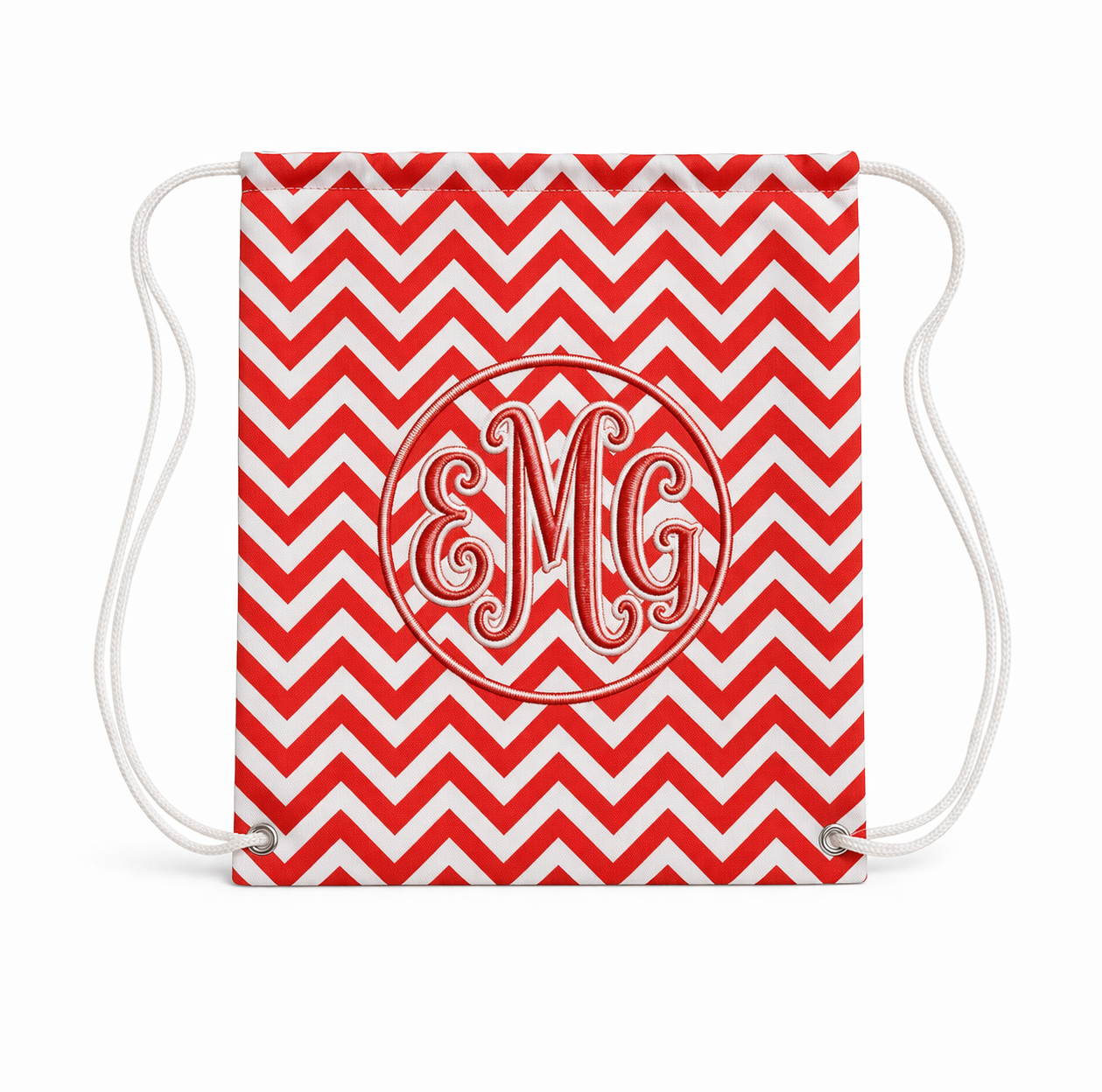 Chevron Drawstring Backpack – Personalized Canvas Cinch Bag
