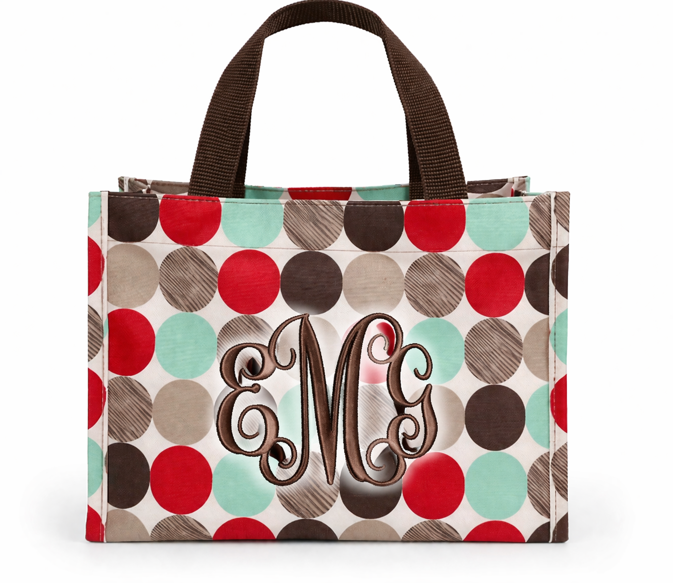 Multicolor Dot Canvas Tote – Small Everyday Gift Bag (Personalized)