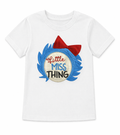 Girls “Little Miss Thing” Appliqué Tee – Fun Character Shirt