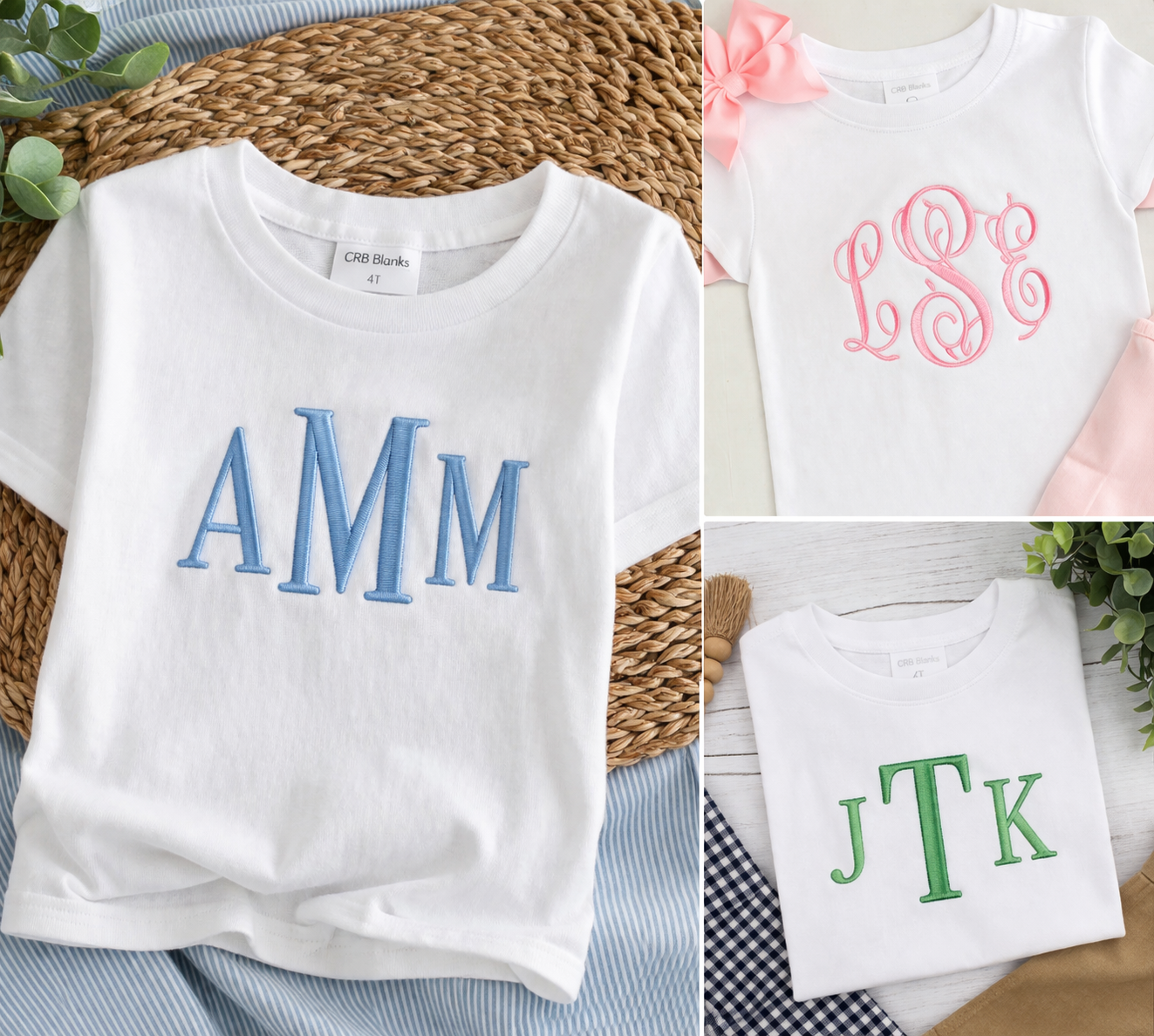 Personalized Kids Monogram Shirt – Custom Initials Embroidered Tee