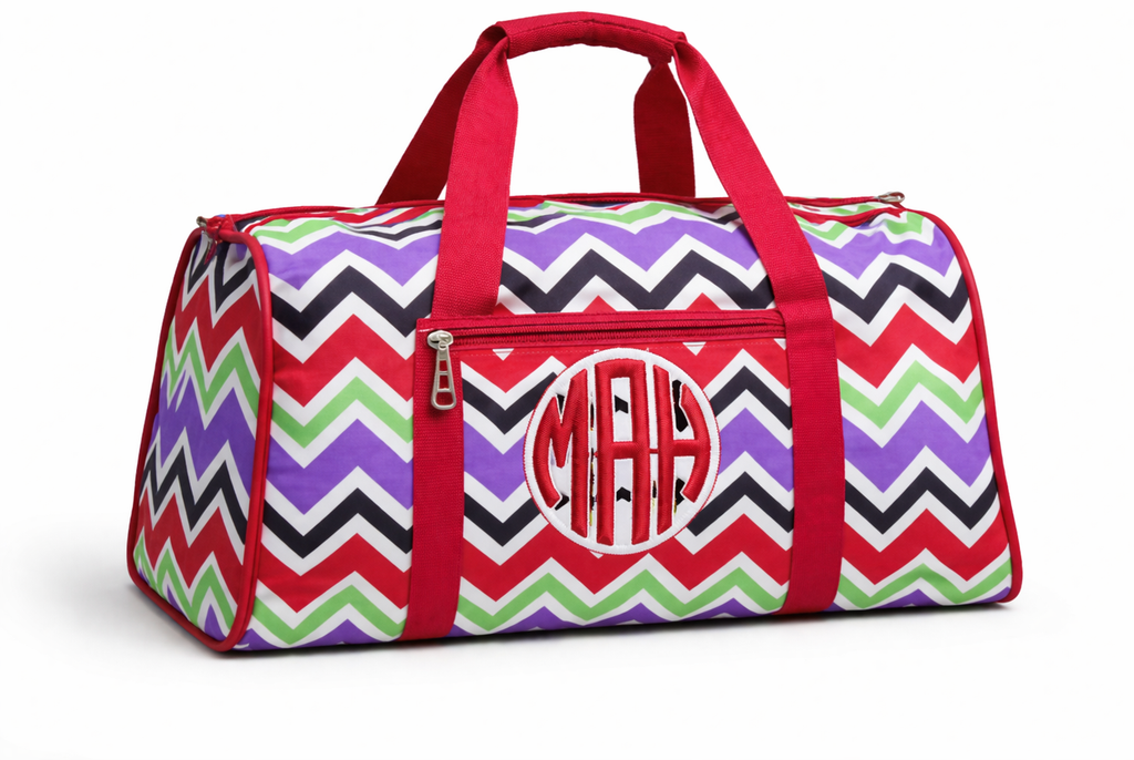 Personalized Chevron Weekender Duffle Bag – Multicolor Monogram
