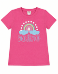 Girls Rainbow Name Appliqué Tee – Personalized Pink Shirt