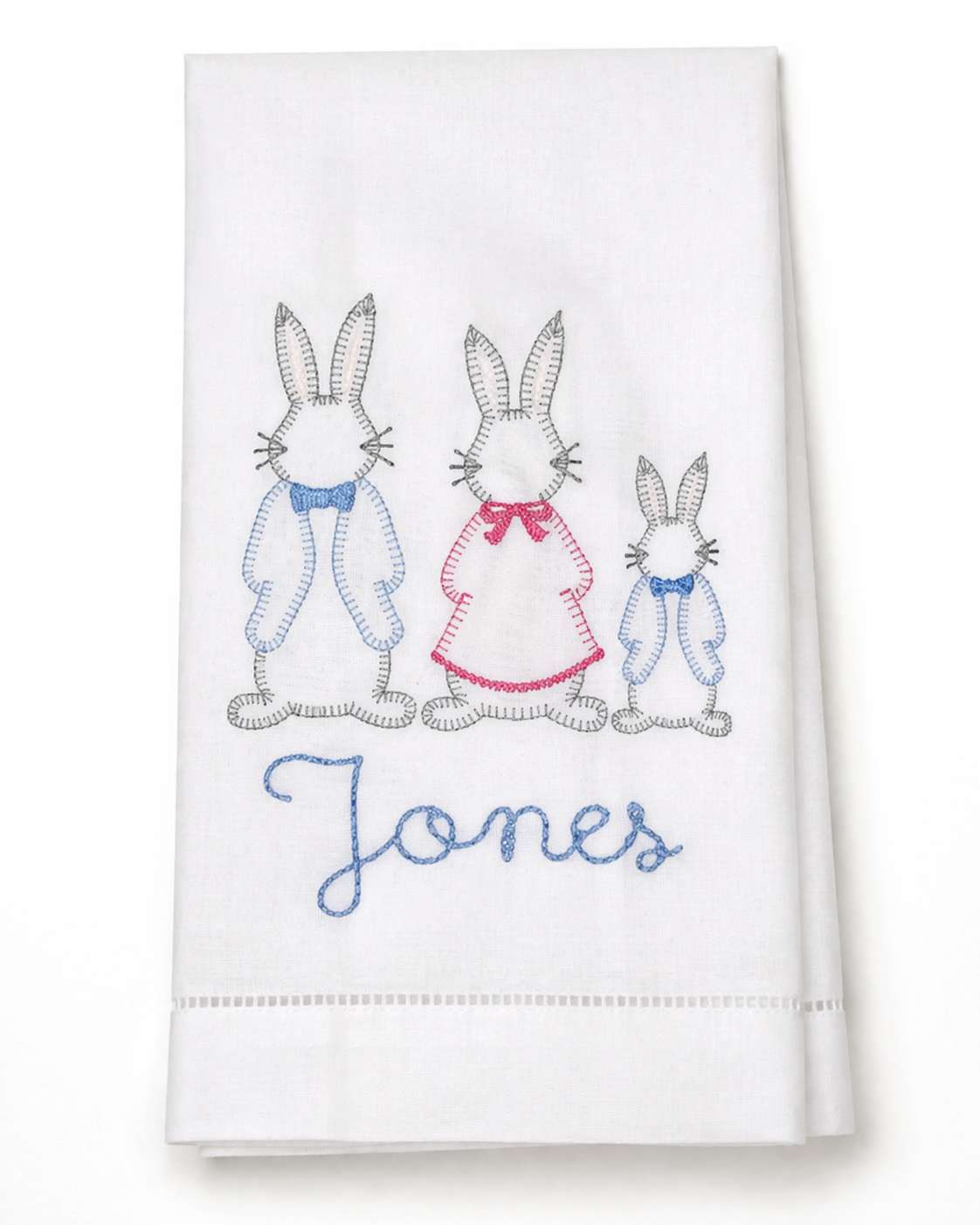 Personalized Bunny Family Appliqué Towel