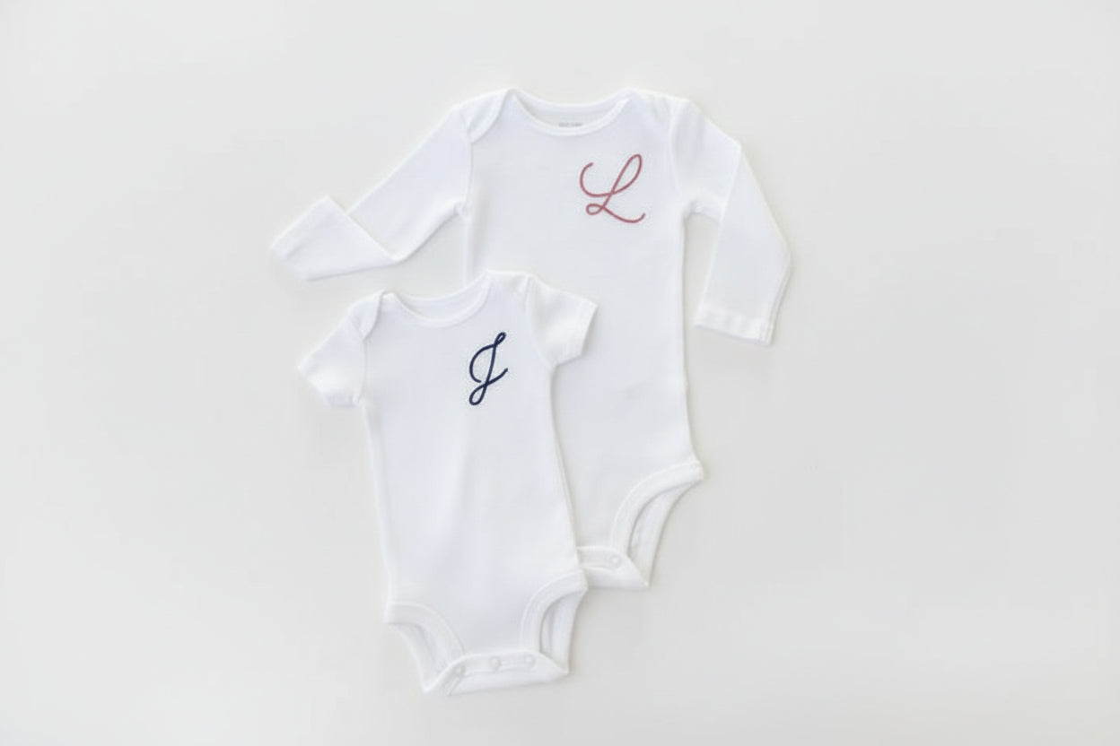 Classic Baby Initial Embroidered Onesie