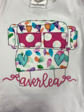 Girls Personalized School Bus Appliqué Shirt