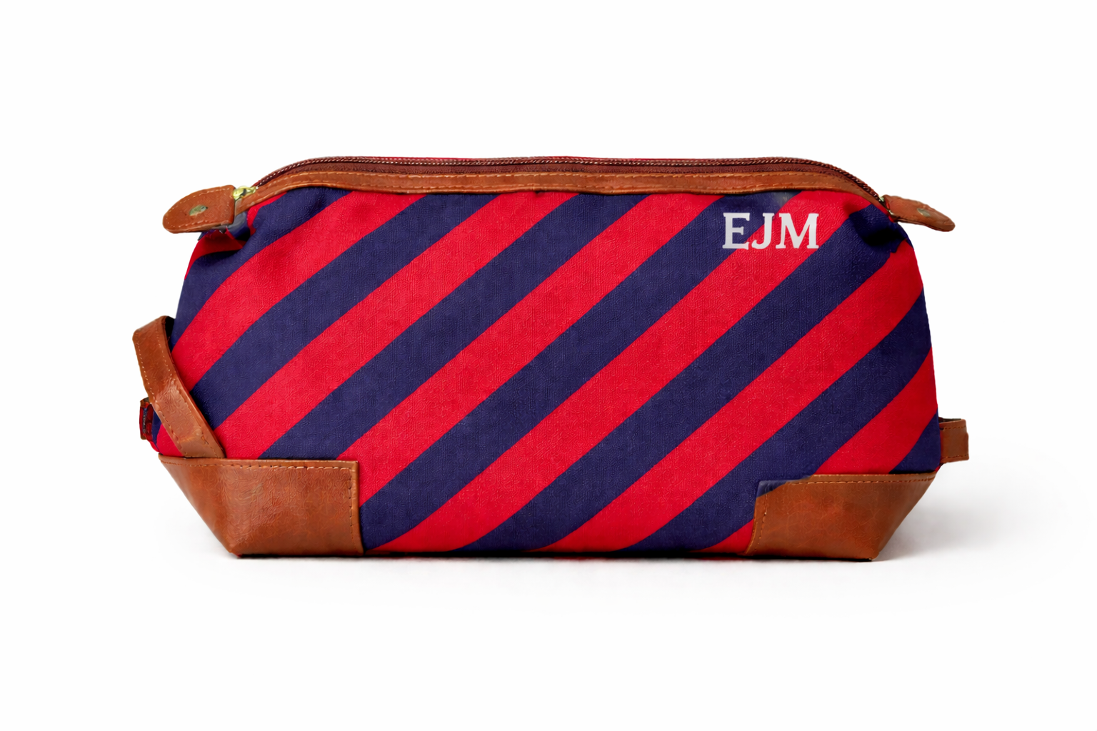 Personalized Striped Nylon Dopp Kit – Red & Navy Monogram